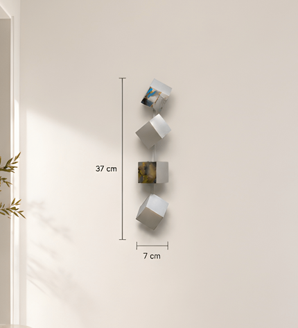 Wallicon Line Silver 2’li Set Duvar Aksesuarı – Ahşap Küp & Metal Kompozisyon