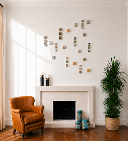 Wallicon Mix Duvar Dekoru – 36’lı Set / Wallicon Mix 36’lı Duvar Dekoru | Ahşap Küp & Metal Plaka Seti