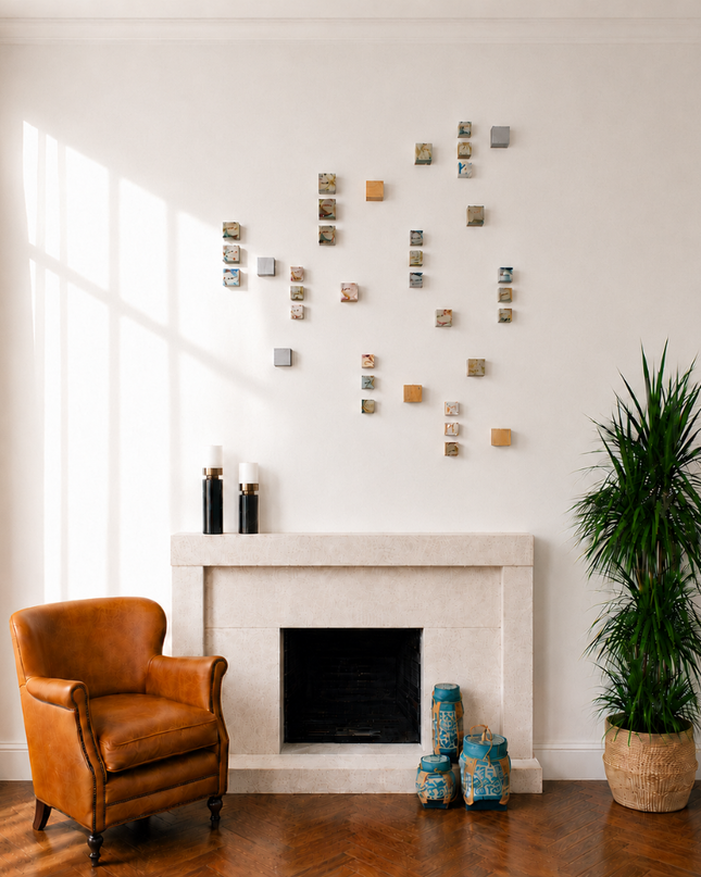 Wallicon Mix Duvar Dekoru – 36’lı Set / Wallicon Mix 36’lı Duvar Dekoru | Ahşap Küp & Metal Plaka Seti