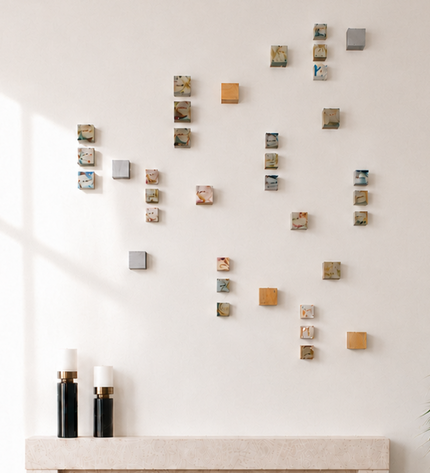 Wallicon Mix Duvar Dekoru – 36’lı Set / Wallicon Mix 36’lı Duvar Dekoru | Ahşap Küp & Metal Plaka Seti
