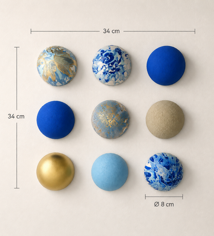 Wallipop Aegean Gold Duvar Dekoru | Wallibex / Tek ve eşsiz Aegean Gold; alçı ve epoksi üzerine el boyaması, 9 parçalı ve yerleşim şablonlu duvar dekoru.