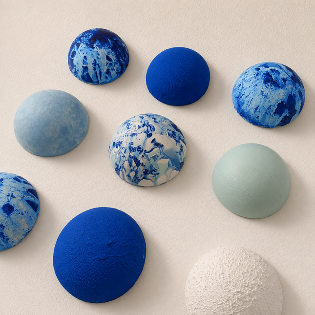 Wallipop Cobalt Drift Duvar Dekoru | Wallibex / Tek ve eşsiz Wallipop Cobalt Drift; alçı üzerine el boyaması 9 parçalı, dokulu ve şablonlu duvar dekoru.