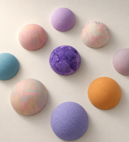 Wallipop Lilac Sunset Duvar Dekoru | Wallibex / Tek ve eşsiz Wallipop Lilac Sunset; alçı üzerine el boyaması 9 parçalı, dokulu ve şablonlu duvar dekoru.