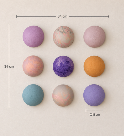 Wallipop Lilac Sunset Duvar Dekoru | Wallibex / Tek ve eşsiz Wallipop Lilac Sunset; alçı üzerine el boyaması 9 parçalı, dokulu ve şablonlu duvar dekoru.