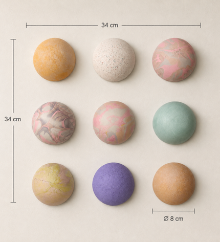 Wallipop Mineral Garden Duvar Dekoru | Wallibex / Tek ve eşsiz Wallipop Mineral Garden; alçı üzerine el boyaması 9 parçalı, dokulu ve şablonlu modüler duvar dekoru.