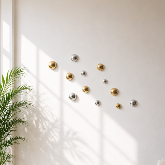 Wallipop Silver & Gold 12'li Set Duvar Aksesuarı / Wallipop Silver & Gold Sculptural Duvar Aksesuarı – 12'li Set