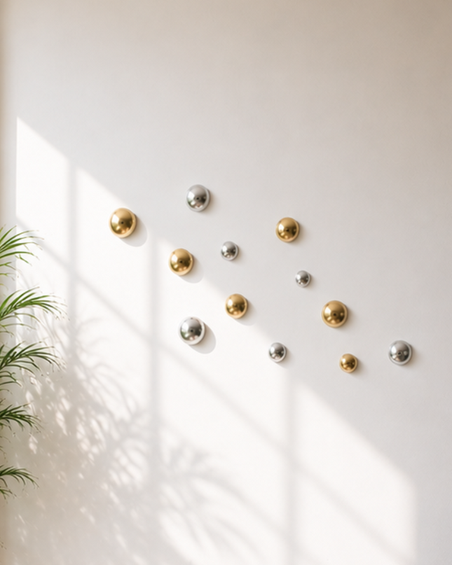 Wallipop Silver & Gold 12'li Set Duvar Aksesuarı / Wallipop Silver & Gold Sculptural Duvar Aksesuarı – 12'li Set