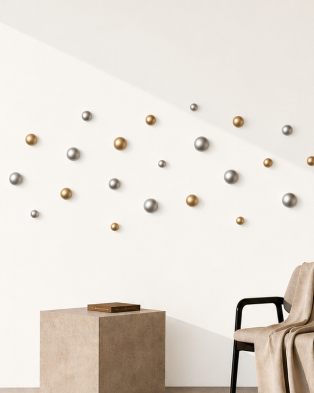 Wallipop Silver & Gold 24’lü Set Duvar Aksesuarı / Wallipop Silver & Gold Sculptural Duvar Aksesuarı – 24’lü Set