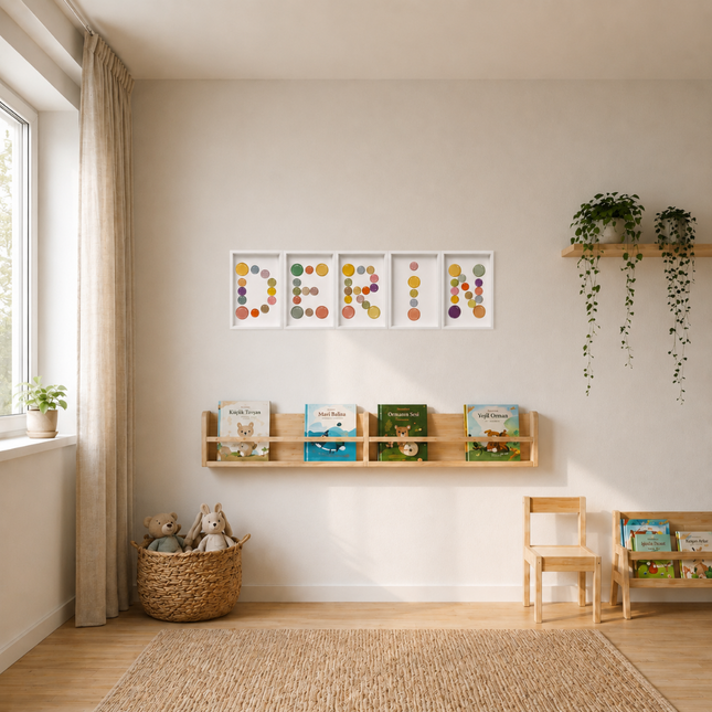 Wallnom Soft Harf Duvar Tablosu | Pastel Renkli 3 Boyutlu Epoksi Harf Dekoru