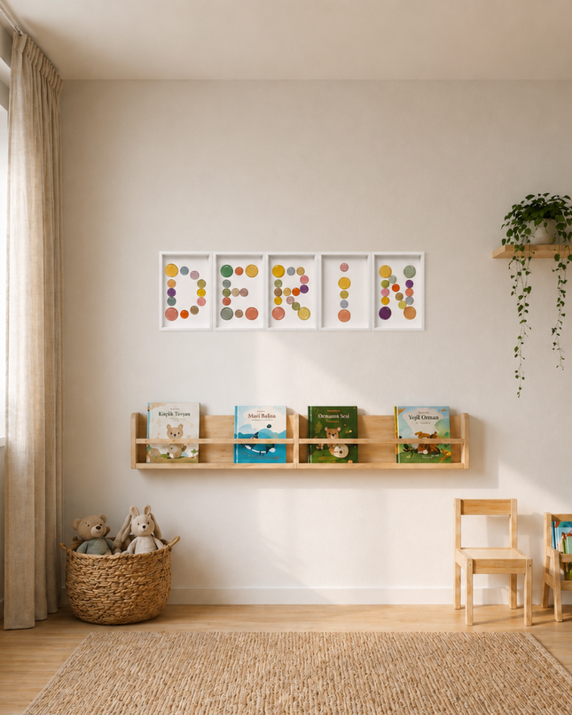 Wallnom Soft Harf Duvar Tablosu | Pastel Renkli 3 Boyutlu Epoksi Harf Dekoru