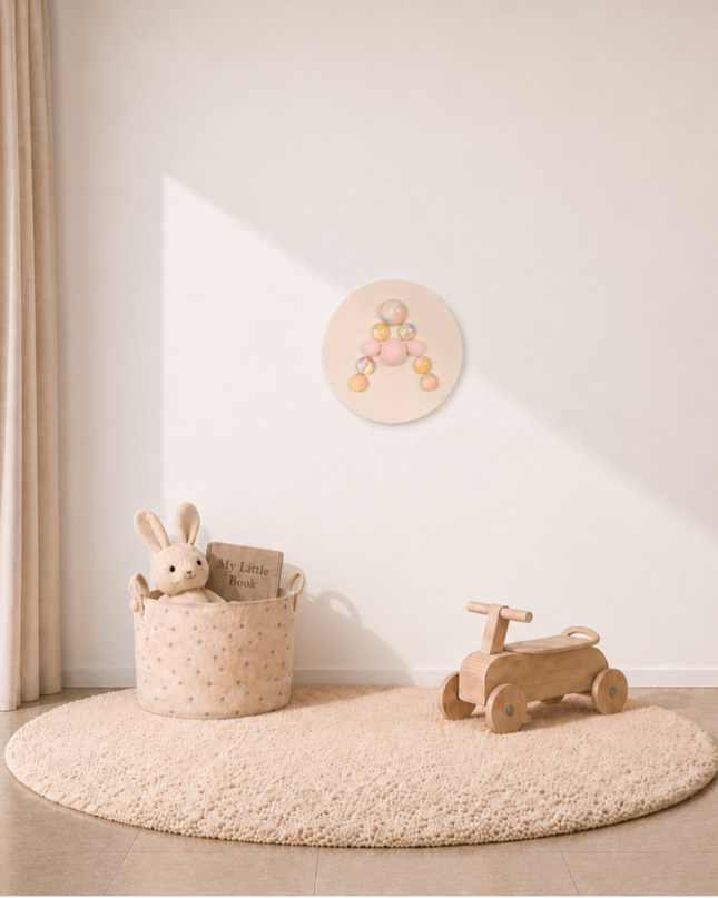 Wallibex Wallnom Little Pink Duvar Dekoru | Pastel Harf Formlu Çocuk Odası Aksesuarı
