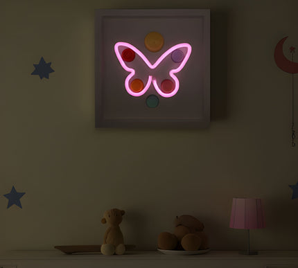 Butterfly Neon Işıklı Duvar Aksesuarı