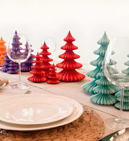 Aurora Series Yılbaşı Çamı Masa Dekoru – 3D Baskı Modern Yeni Yıl Aksesuarı (4’lü Set)