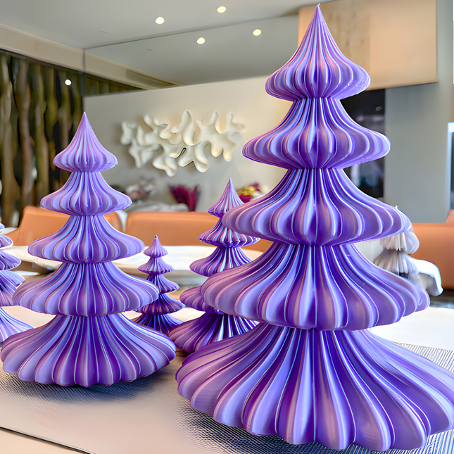 Aurora Series Yılbaşı Çamı Masa Dekoru – 3D Baskı Modern Yeni Yıl Aksesuarı (4’lü Set)
