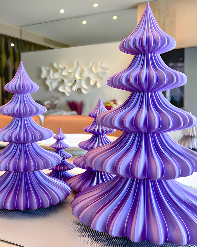 Aurora Series Yılbaşı Çamı Masa Dekoru – 3D Baskı Modern Yeni Yıl Aksesuarı (4’lü Set)